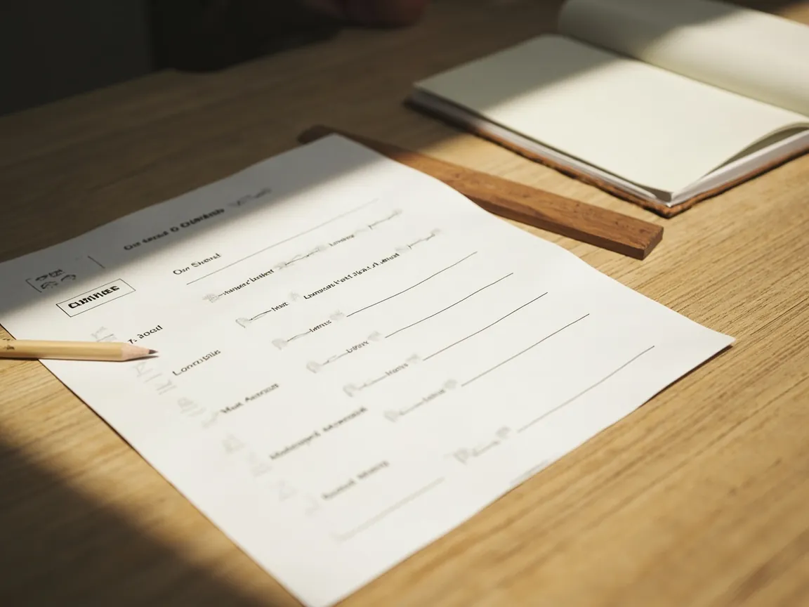 a printed table of limit settings with pencil ticks