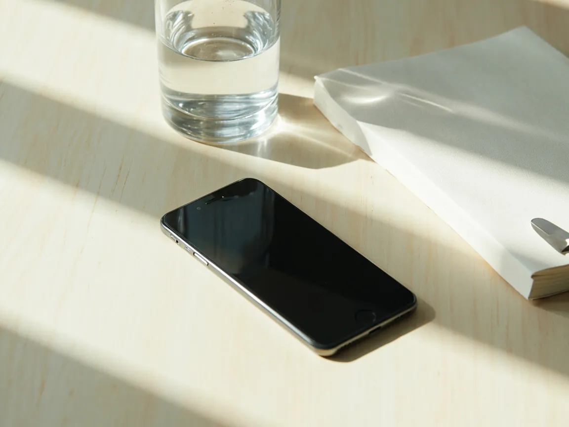 a darkened phone screen resting face up on a table